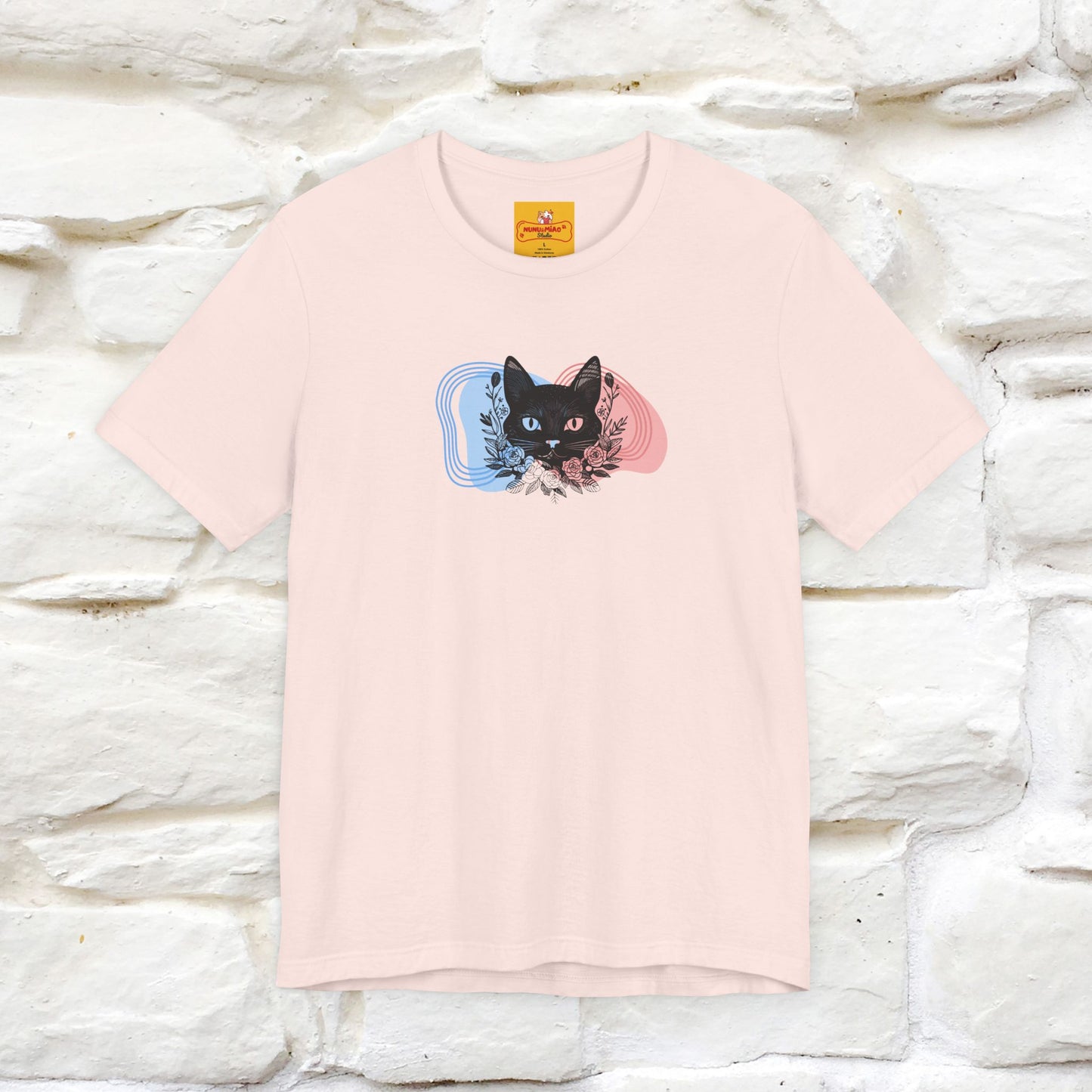 ''Pink and Blu'' Cat T-Shirt Front and Back Design | Nunu&Miao Studio