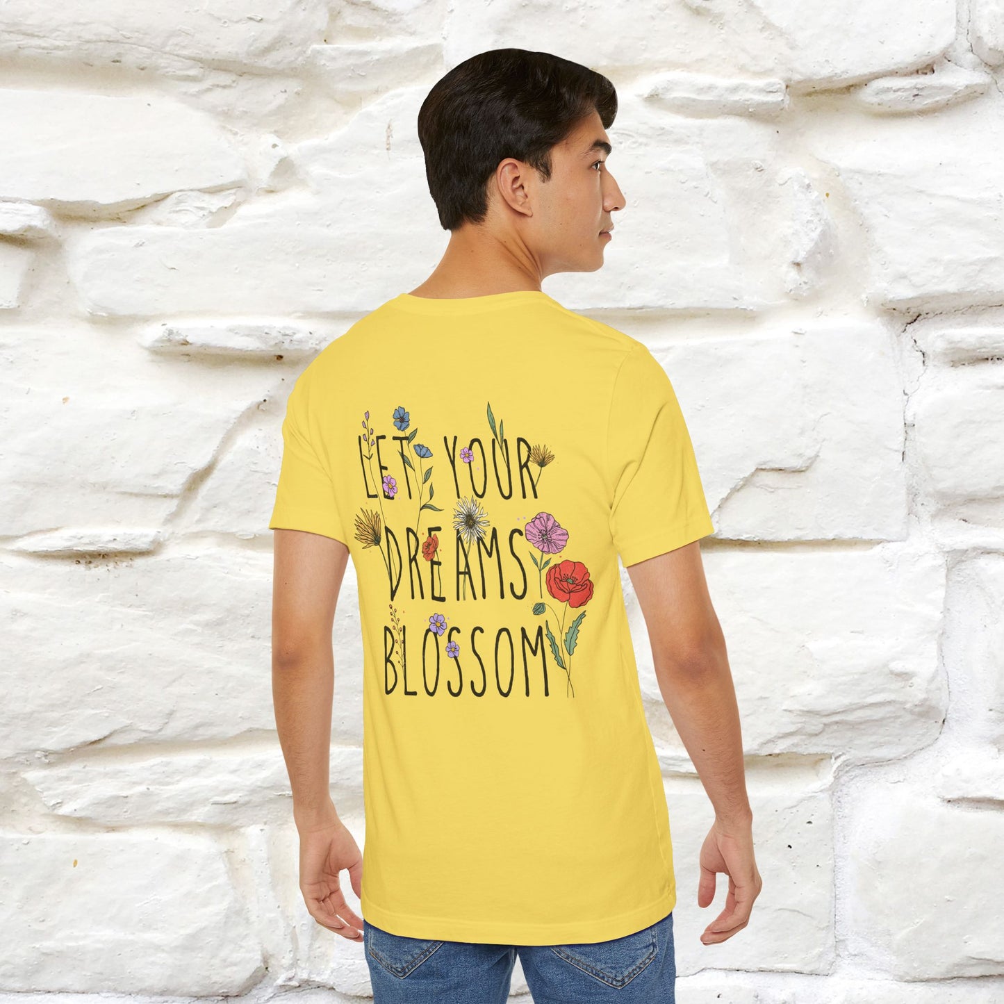 "Let Your Dreams Blossom'' Cat T-Shirt Front and Back Design | Nunu&Miao Studio