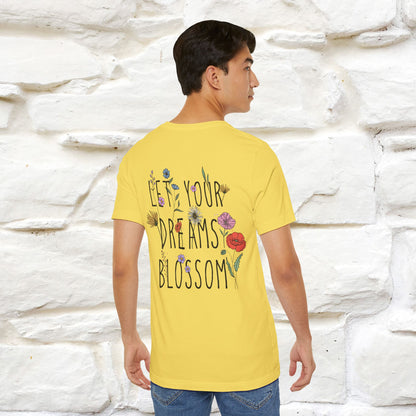 "Let Your Dreams Blossom'' Cat T-Shirt Front and Back Design | Nunu&Miao Studio