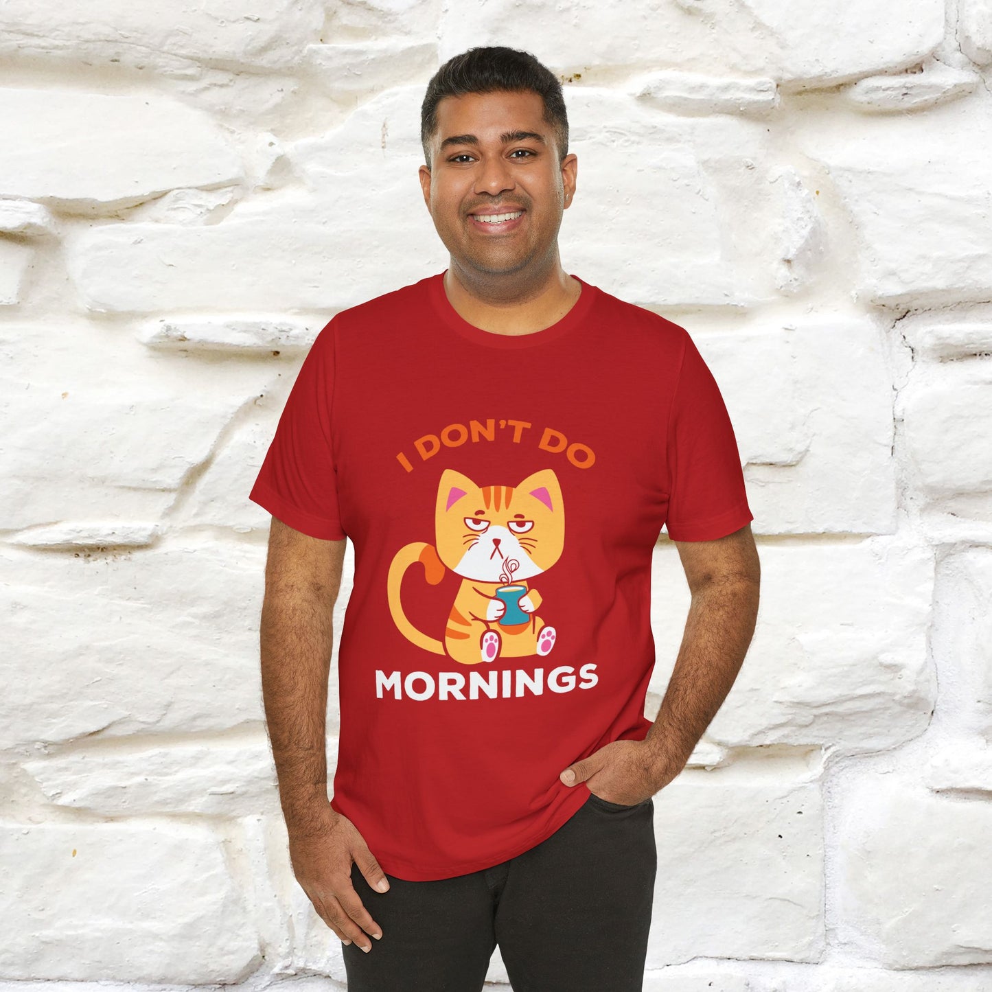 ''I Don't Do Mornings''  Cat T-shirt for Men and Women 100% Cotton*