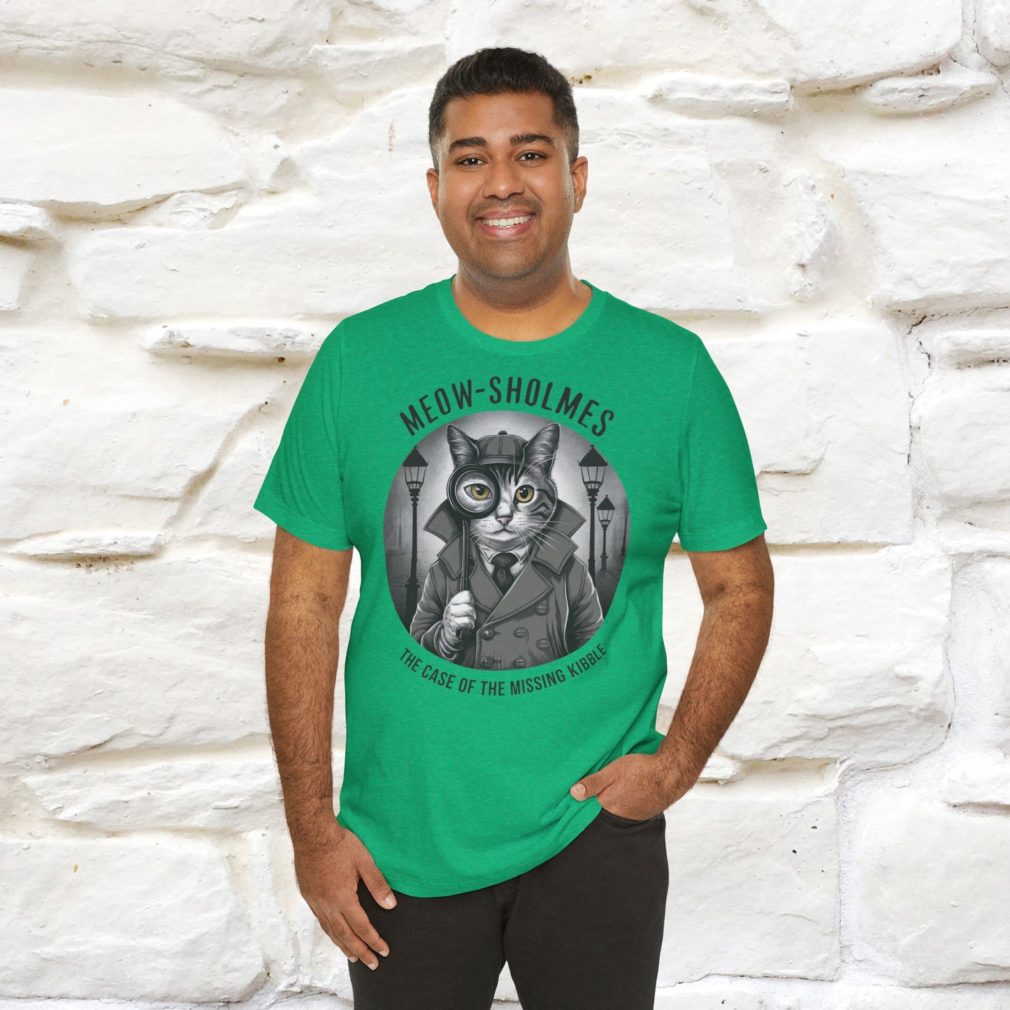 Meow-Sholmes: The Case of the Missing Kibble T-Shirt | Detective Cat Tee for Men & Women | 100% Cotton*