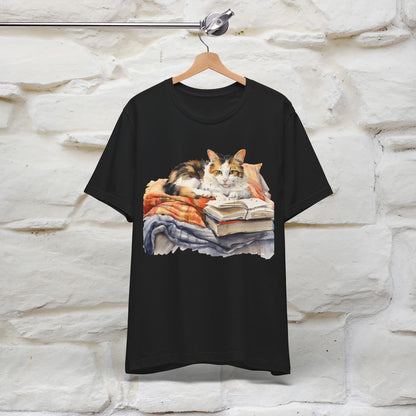 "Literary Catnap" T-shirt for Women 100% Cotton* - Nunu&Miao Studio