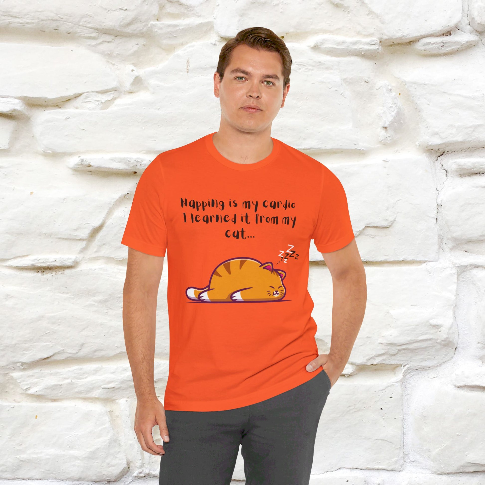 ''Napping Is My Cardio, I Learned From  my Cat'' T-shirt for Man 100% Cotton* - Nunu&Miao Studio