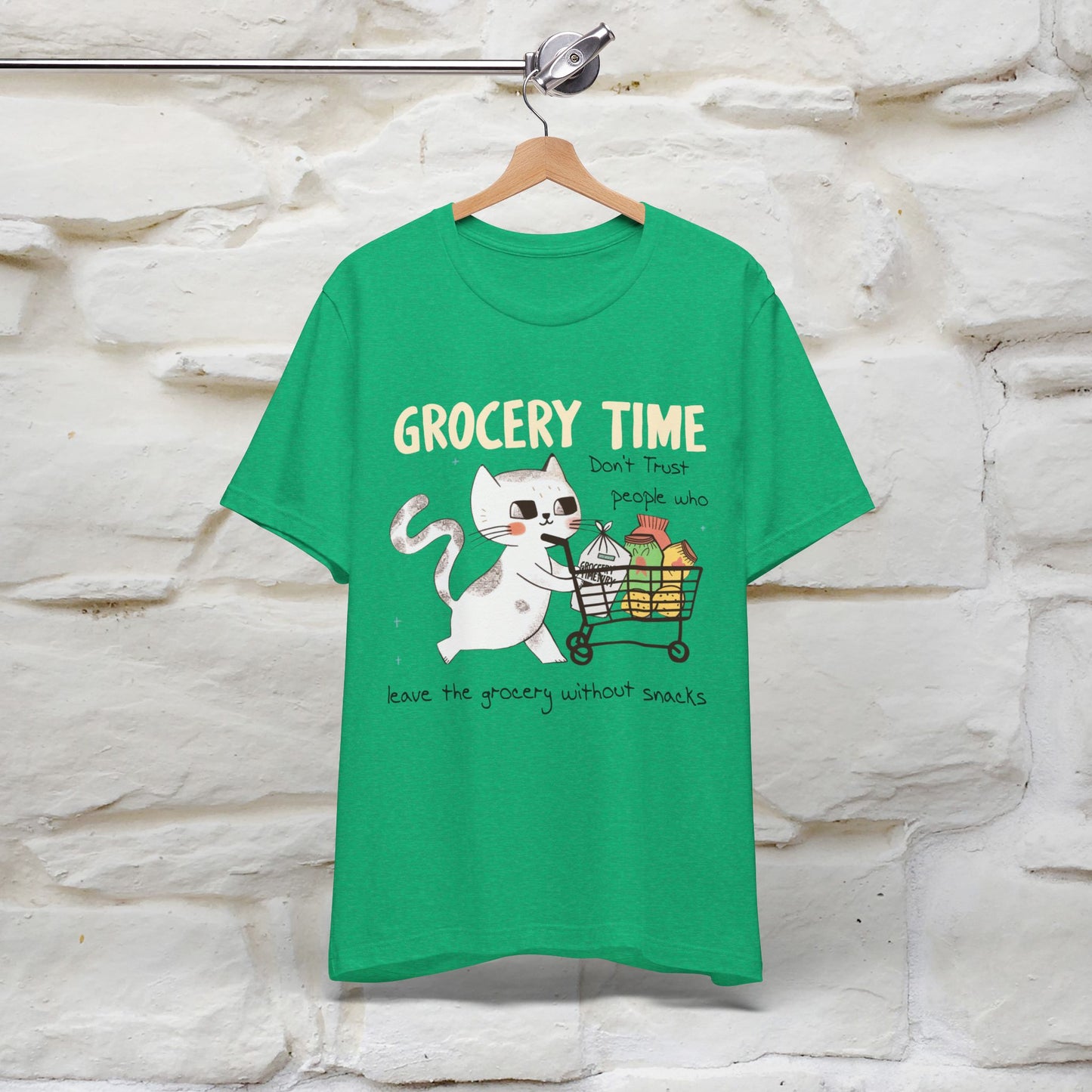 "Grocery Time: Don’t Trust People Who Leave the Grocery Without Snacks" Cat T-Shirt for Men & Women  | 100% Cotton* | Funny Tee