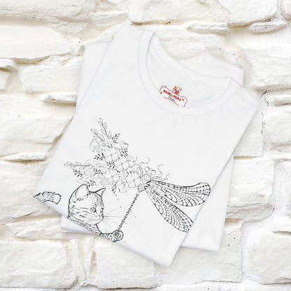 "The cat  And The Dragon Fly" Cat T-shirt for Men & Women | 100% Cotton*🐾