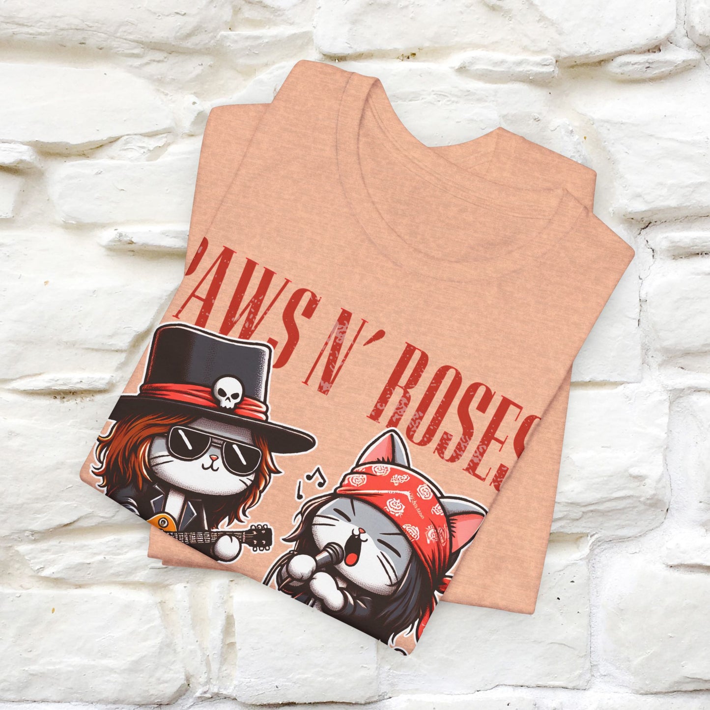 Paws N' Roses T-Shirt | Rock-Inspired Cat Lover Tee for Men & Women | 100% Cotton*