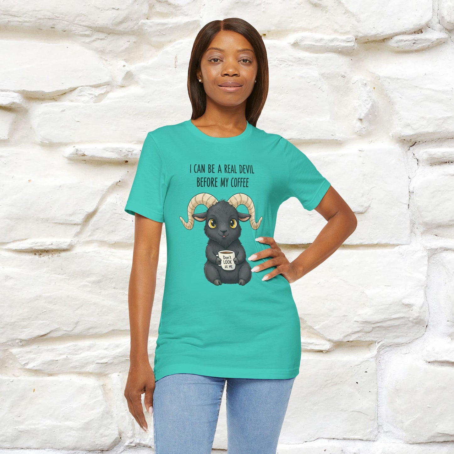 "I Can Be a Real Devil Before My Coffe" Funny T-shirt |Nunu&Miao Studio