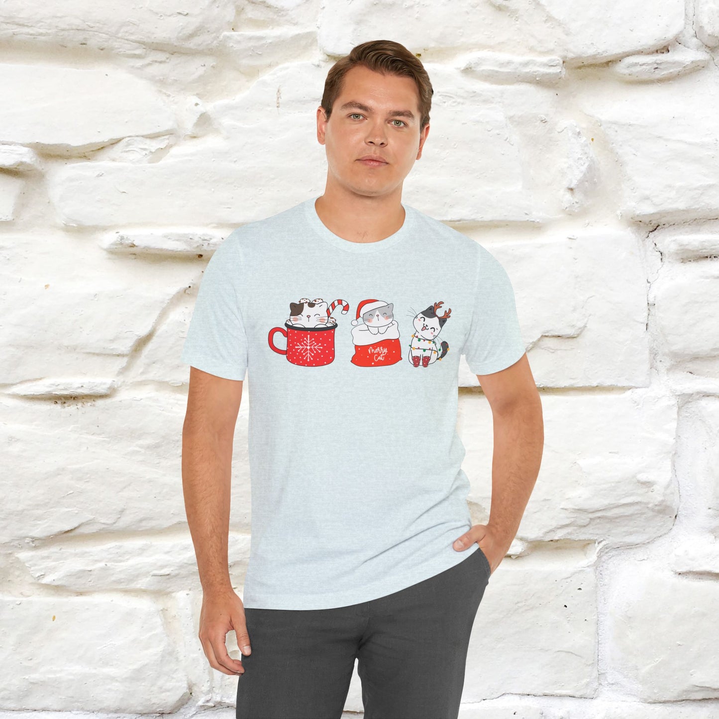 Sweet Cute Christmas Cat T-Shirt | Adorable Holiday Cat Shirt for Men & Women | 100% Cotton*