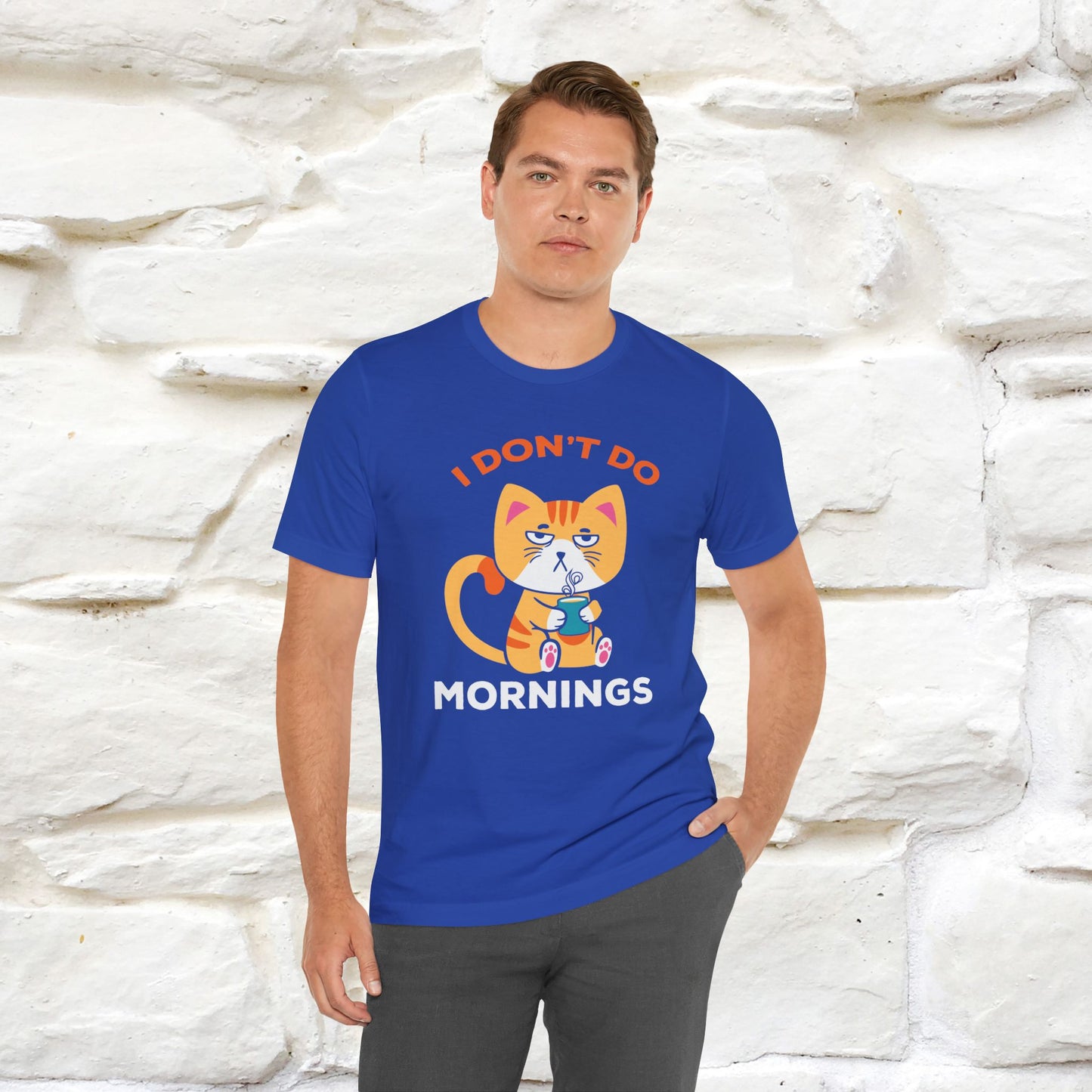 ''I Don't Do Mornings''  Cat T-shirt for Men and Women 100% Cotton*