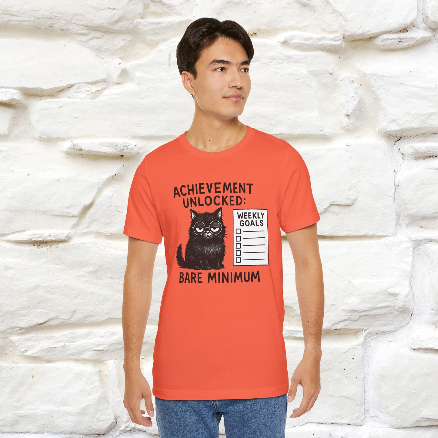 "Achievement Unlocked Bare Minimum." |Cat T-Shirt | Nunu&Miao Studio