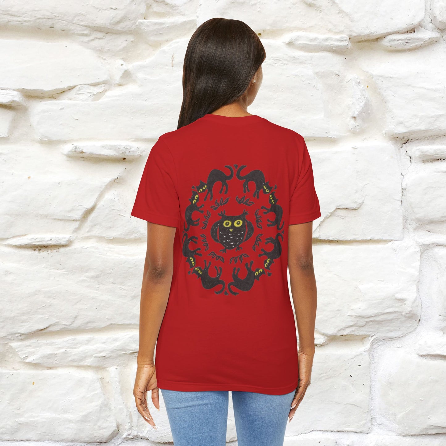 ''Black Cat Circle'' Cat T-Shirt Front and Back Design | Nunu&Miao Studio