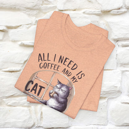 All I Need Is Coffee and My Cat, It's Too Peopley Outside T-Shirt | Funny Cat Shirt for Men & Women | 100% Cotton*