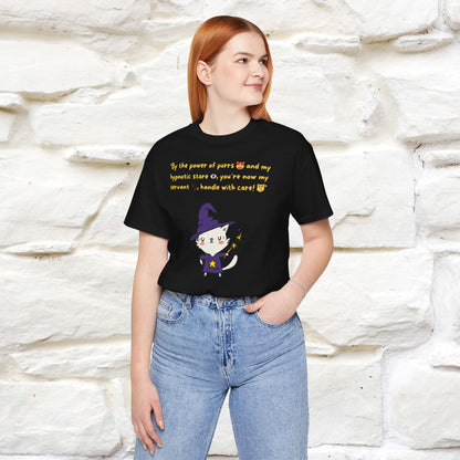 "By the Power of Purrs and My Hypnotic Stare" Halloween Cat Spell T-Shirt for Men & Women | 100% Cotton*