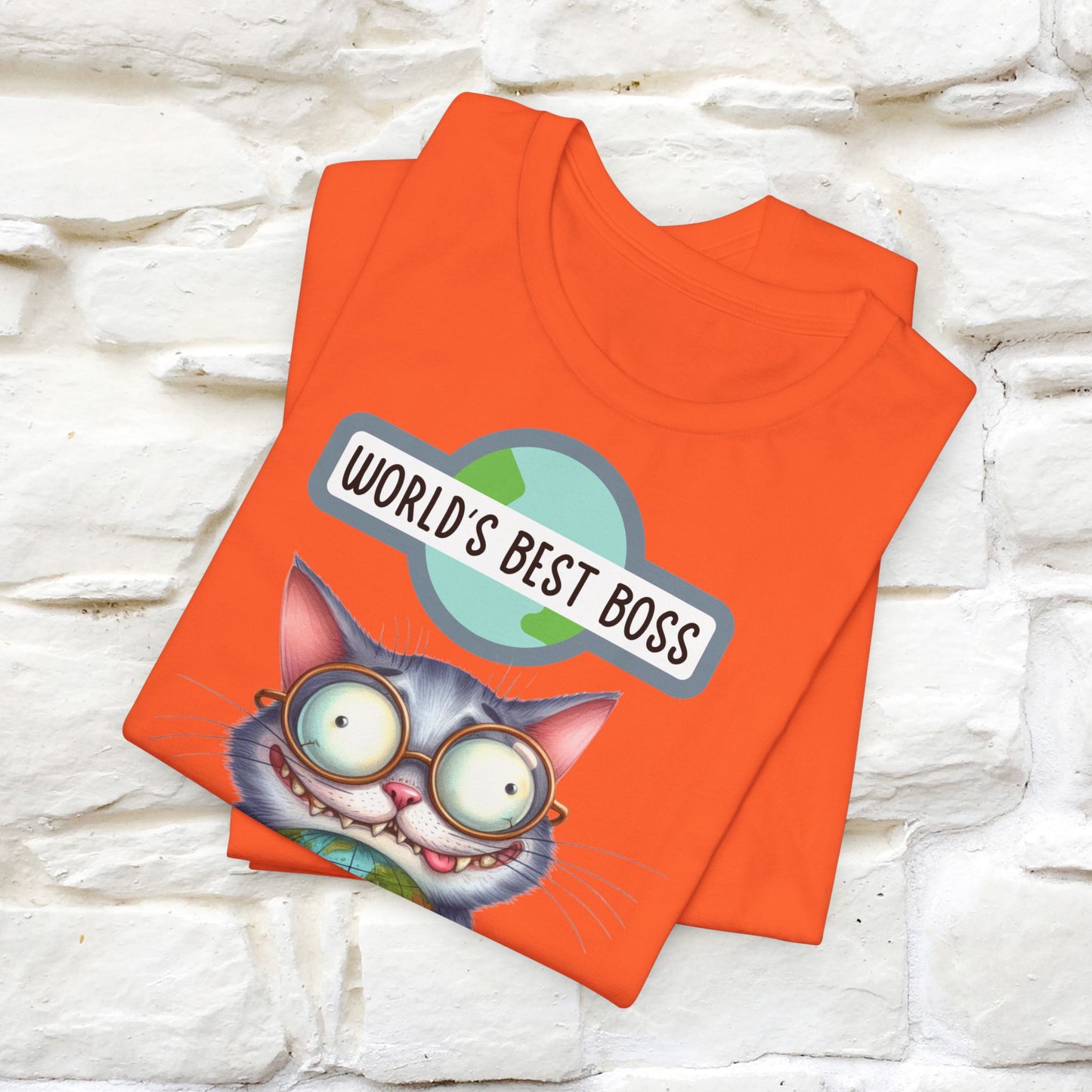 "World's Best Boss" Cat T-shirt for Men & Women | 100% Cotton 🐾 | Funny Cat Lover Tee