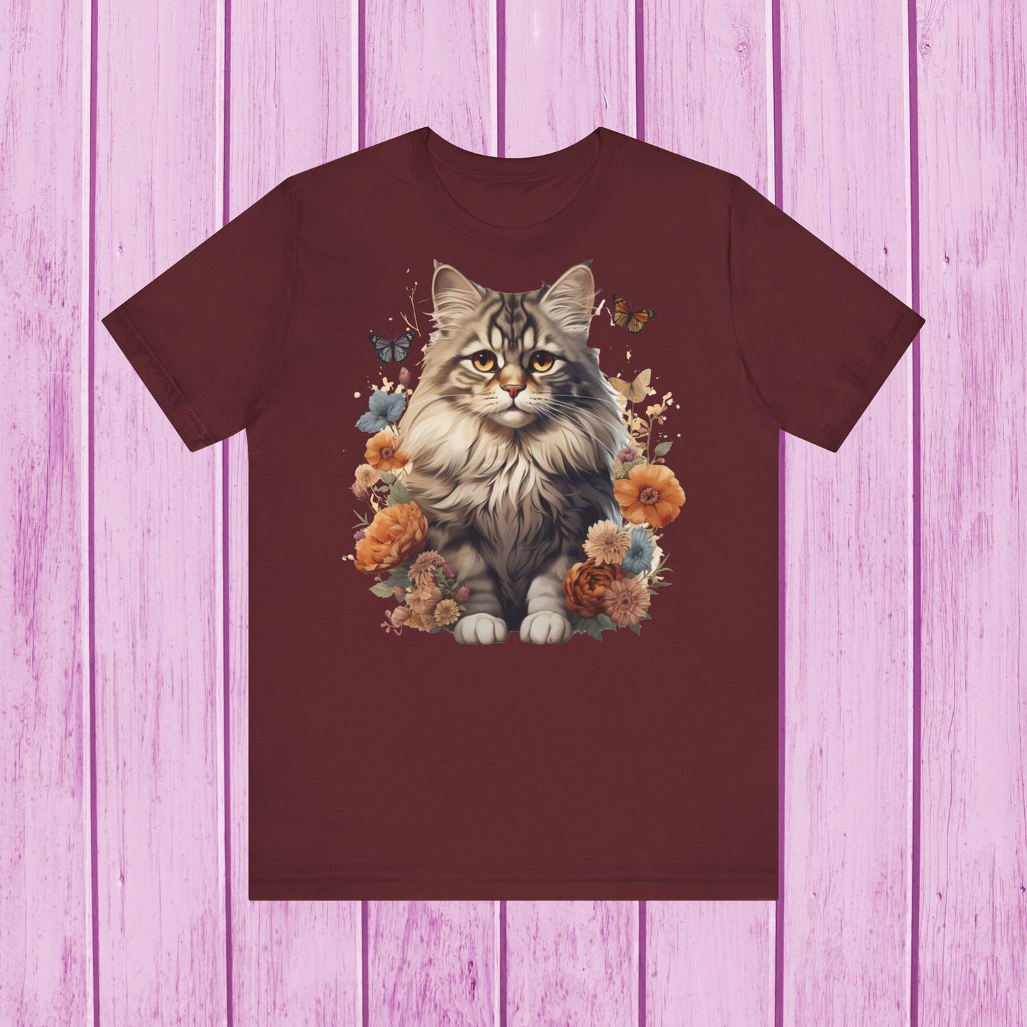 ''Floral Feline Fantasy'' Cat T-shirt for Women 100% Cotton*