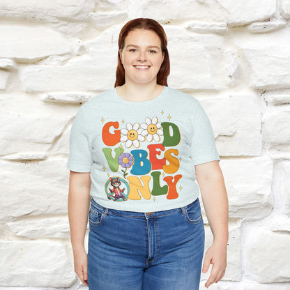 Good Vibes Only Cat T-Shirt for Men & Women | 100% Cotton* Positive Cat Lover Tee