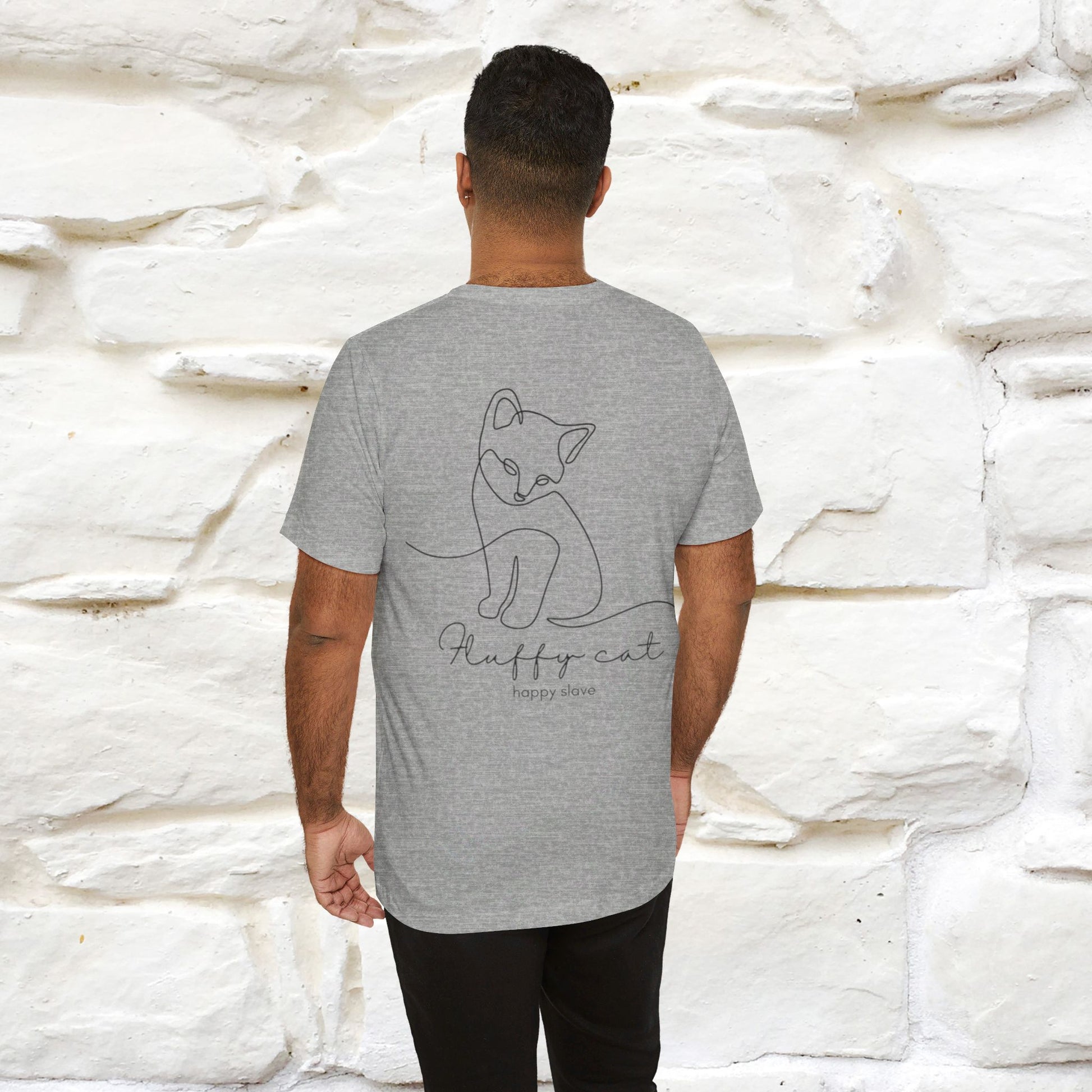 ''Happy Cat Happy Slave'' Cat T-shirt for Men Front and Back Design, 100% Cotton* - Nunu&Miao Studio