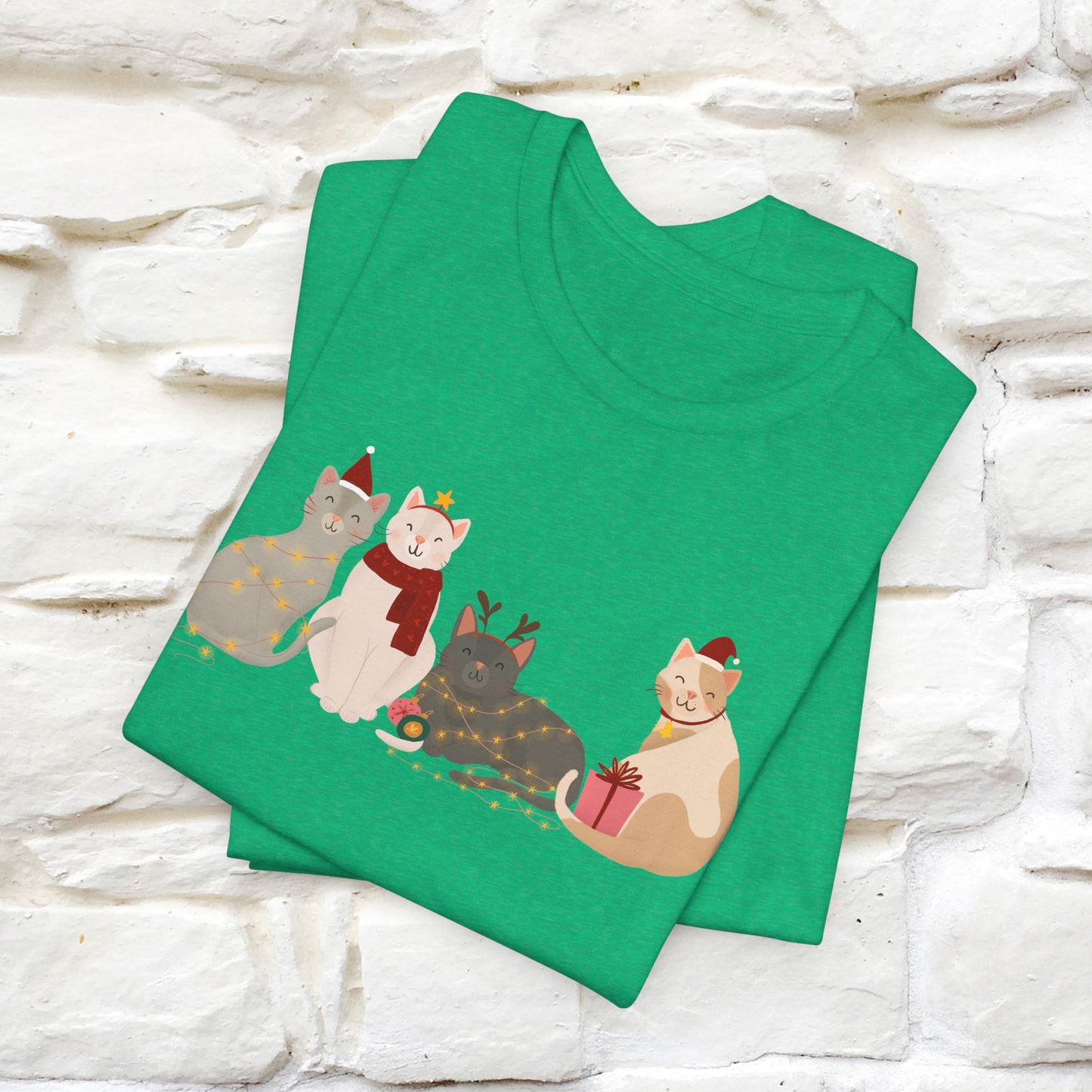 “Cat Family Christmas T-Shirt | Festive Cat Shirt for Men & Women | 100% Cotton”