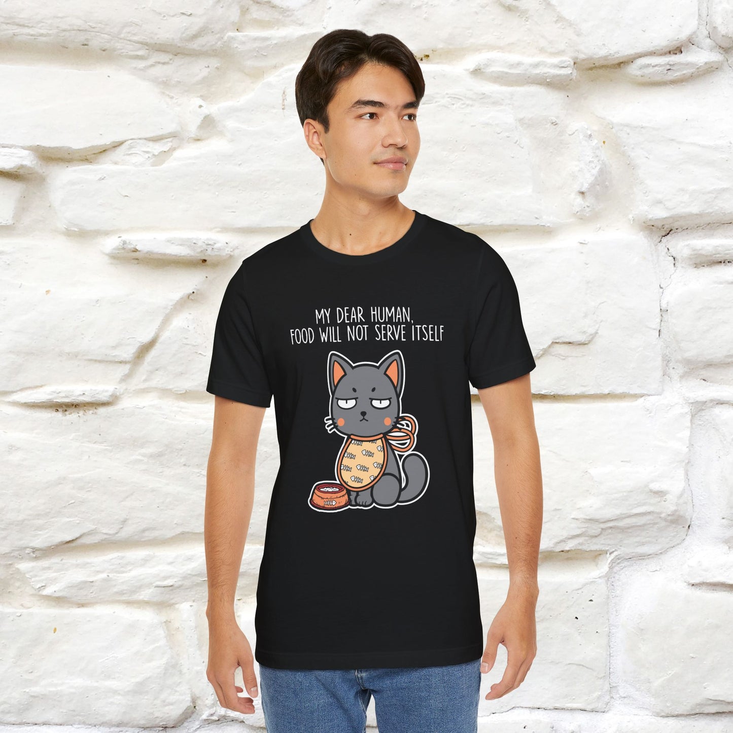 "Dear Human, Food Will Not Serve Itself" Funny Cat T-Shirt for Men & Women | 100% Cotton* 🐾