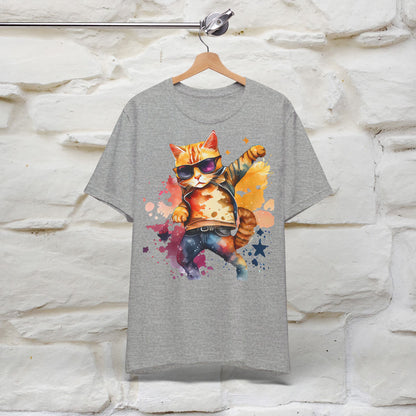 ''Cool Rainbow Cat'' T-shirt for Man 100% Cotton. - Nunu&Miao Studio