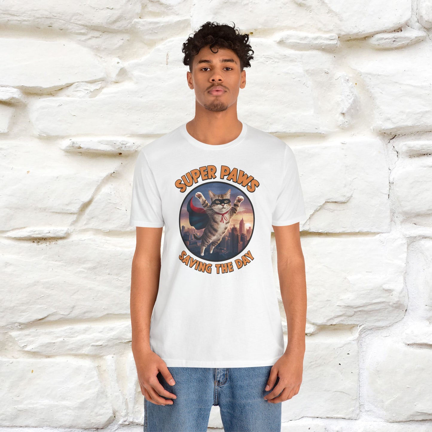 "Super Paws Saving The Day" Cat T-Shirt for Men & Women | 100% Cotton*