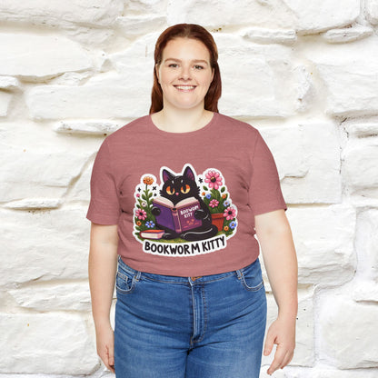 "Bookworm Kitty" Cat T-Shirt for Women | 100% Cotton* | Book Lover Tee