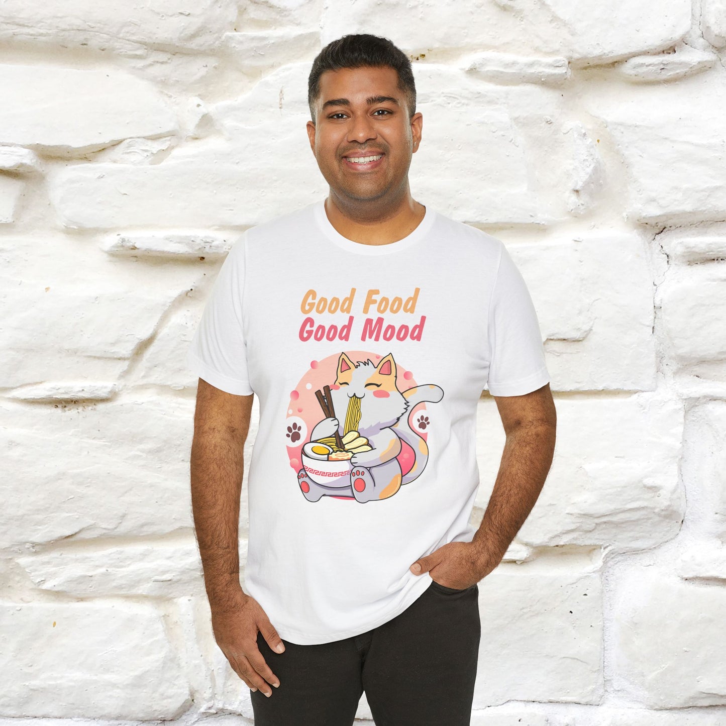 "Good Food Good Mood" Cat T-shirt for Men & Women | 100% Cotton*