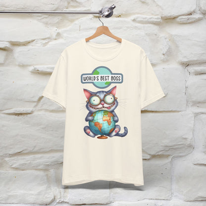 "World's Best Boss" Cat T-shirt for Men & Women | 100% Cotton 🐾 | Funny Cat Lover Tee