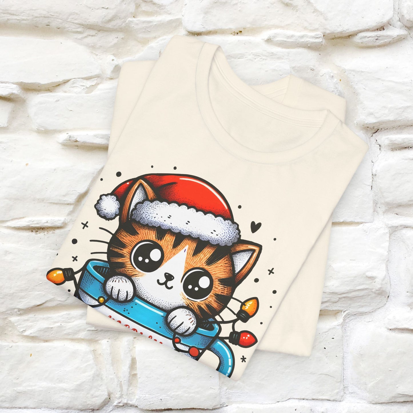 Meowy Catmas T-Shirt | Festive Cat Christmas Shirt for Men & Women | 100% Cotton