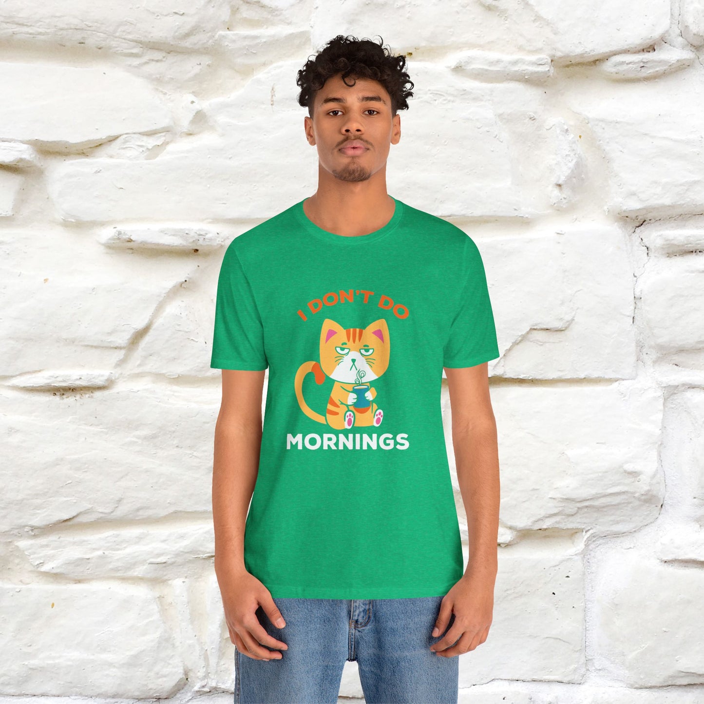 ''I Don't Do Mornings''  Cat T-shirt for Men and Women 100% Cotton*