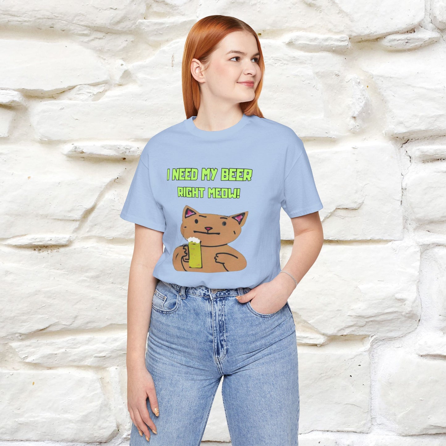 "I Need My Beer Right Meow!" Cat  T-shirt |Nunu&Miao Studio