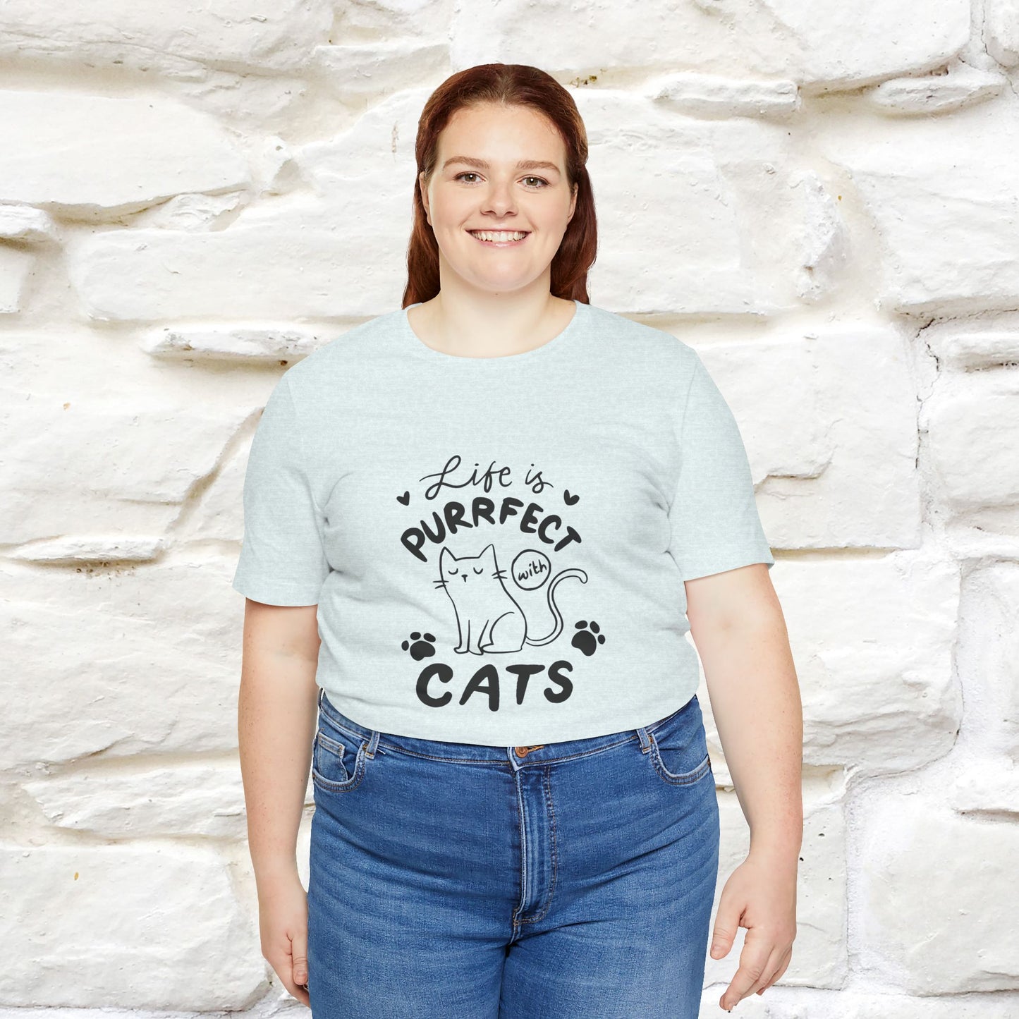 "Life Is Purrfect With Cats" Cat T-Shirt for Men & Women | 100% Cotton* | Funny Tee 🐾