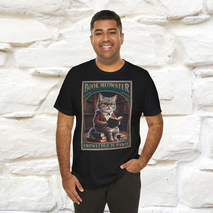 "Book Meowster: Knowledge Is Pawer Cat T-Shirt for Men & Women | 100% Cotton*