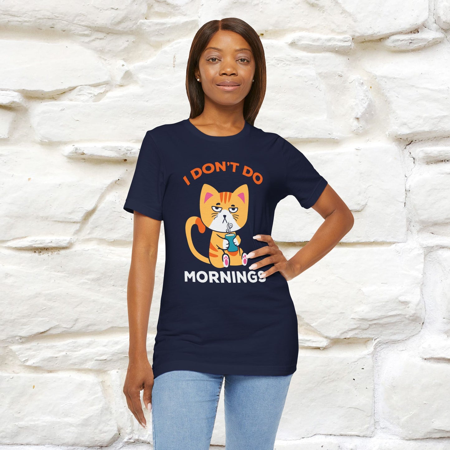 ''I Don't Do Mornings''  Cat T-shirt for Men and Women 100% Cotton*