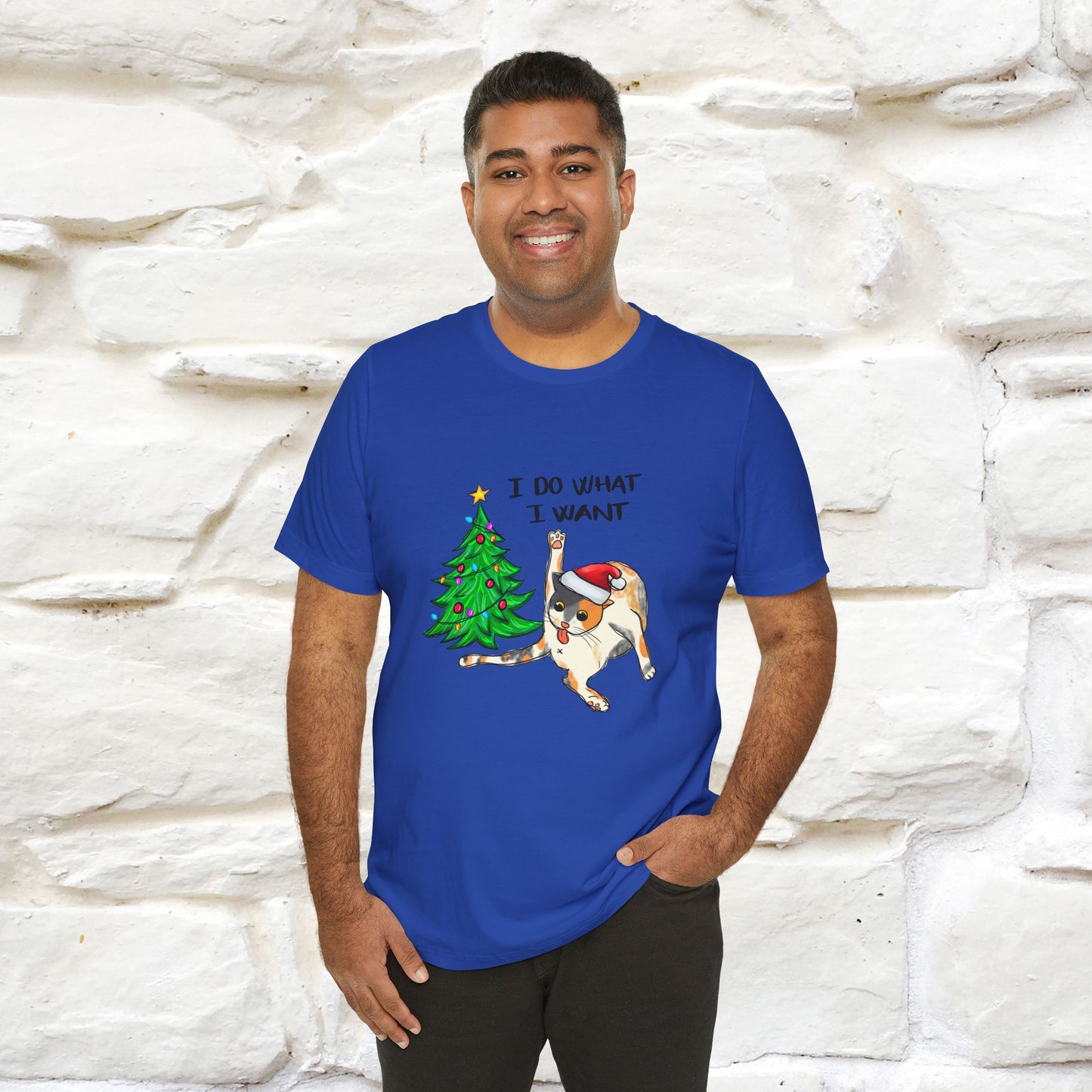 I Do What I want Funny T-Shirt | Festive Cat Christmas Shirt for Men & Women | 100% Cotton*