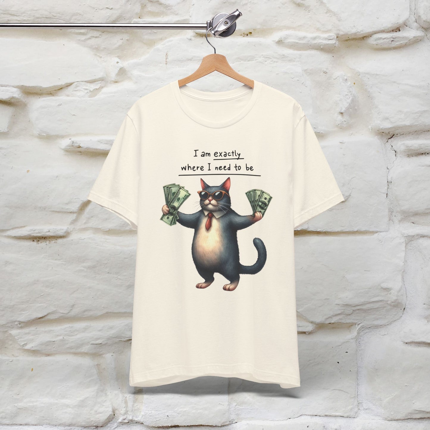 I Am Exactly Where I Need to Be Cat T-Shirt for Men & Women | 100% Cotton* Mindful Tee