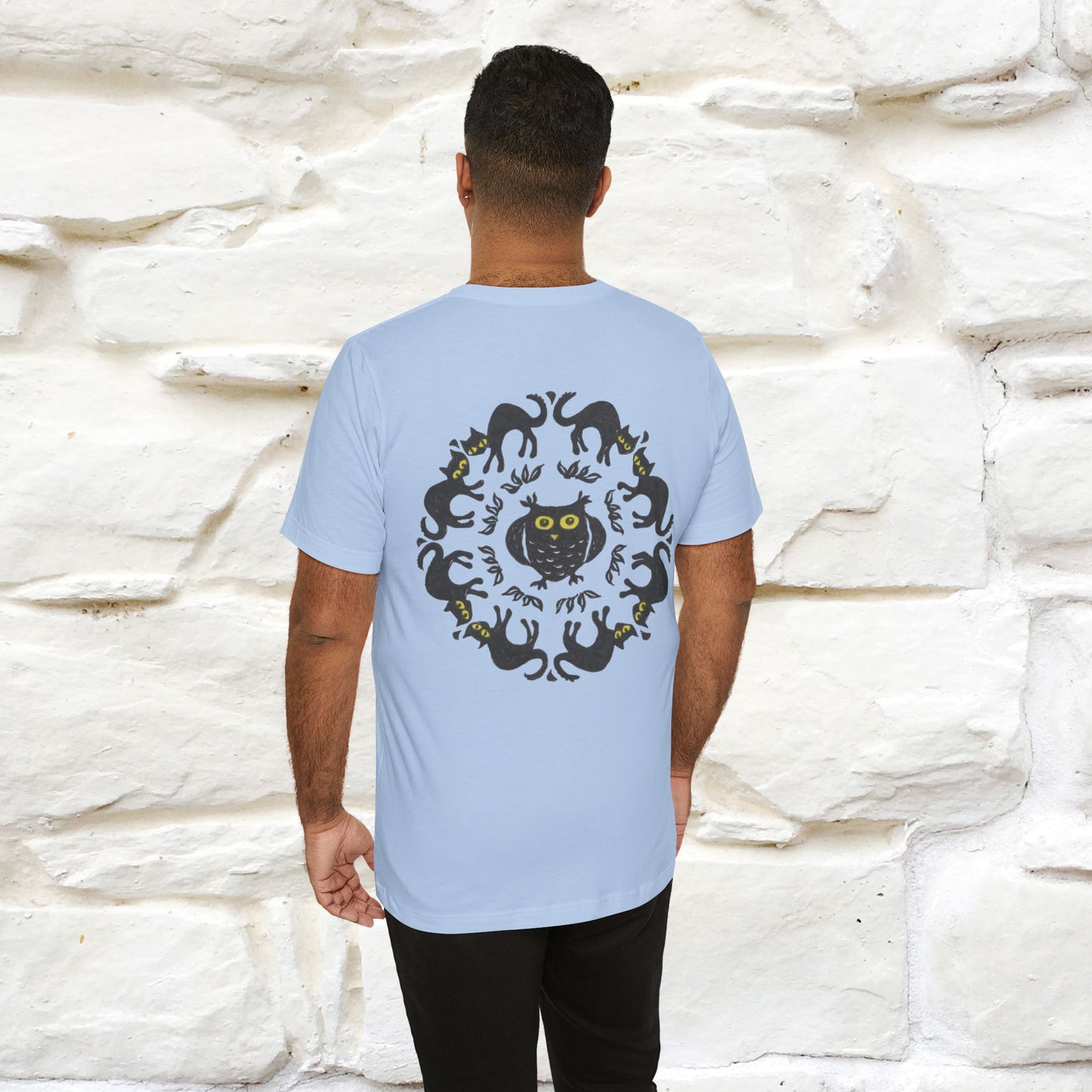 ''Black Cat Circle'' Cat T-Shirt Front and Back Design | Nunu&Miao Studio