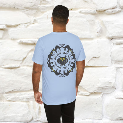 ''Black Cat Circle'' Cat T-Shirt Front and Back Design | Nunu&Miao Studio