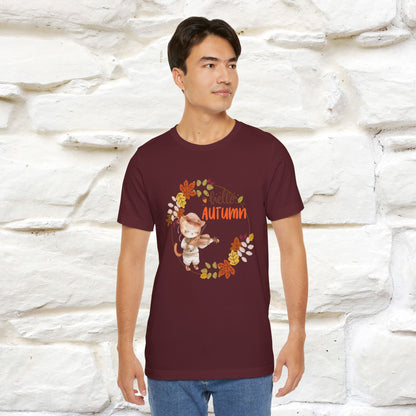 "Hello Autumn" Cat T-Shirt for Men & Women | 100% Cotton* | Cozy Fall Fashion - Nunu&Miao Studio