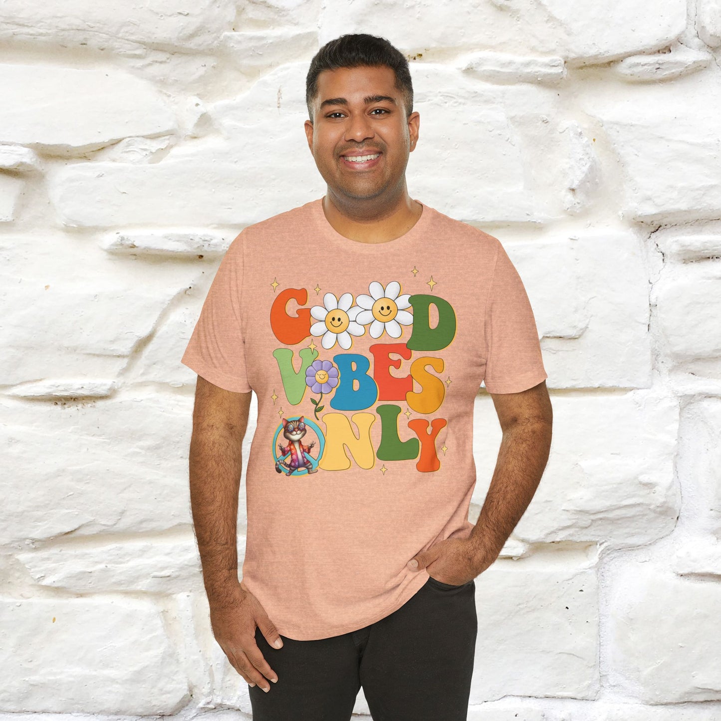 Good Vibes Only Cat T-Shirt for Men & Women | 100% Cotton* Positive Cat Lover Tee