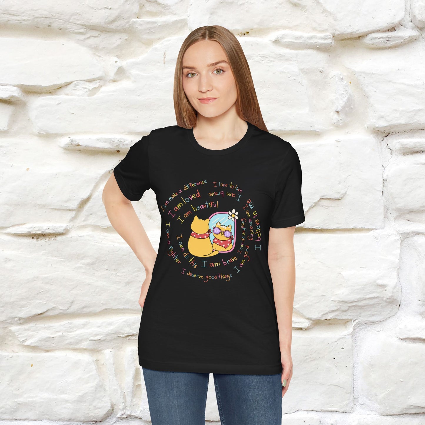 ''Self Positive Affirmation''  Cat T-shirt for Women 100% Cotton*