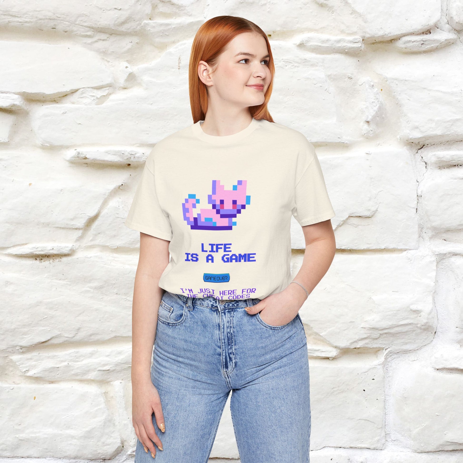 "Life Is A Game, I Am Just Here Fo The Cheat Code"  Cat T-Shirt | Nunu&Miao Studio - Nunu&Miao Studio