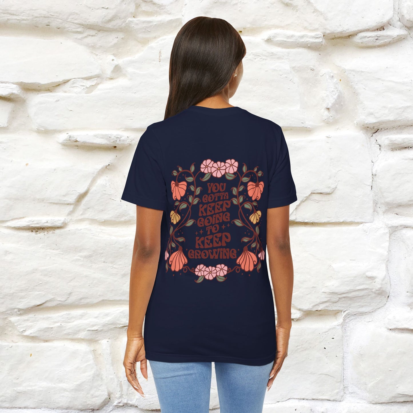 ''You Gotta Keep Going To Keep Growing" Cat T-Shirt| Front & Back Design | Nunu&Miao Studio - Nunu&Miao Studio
