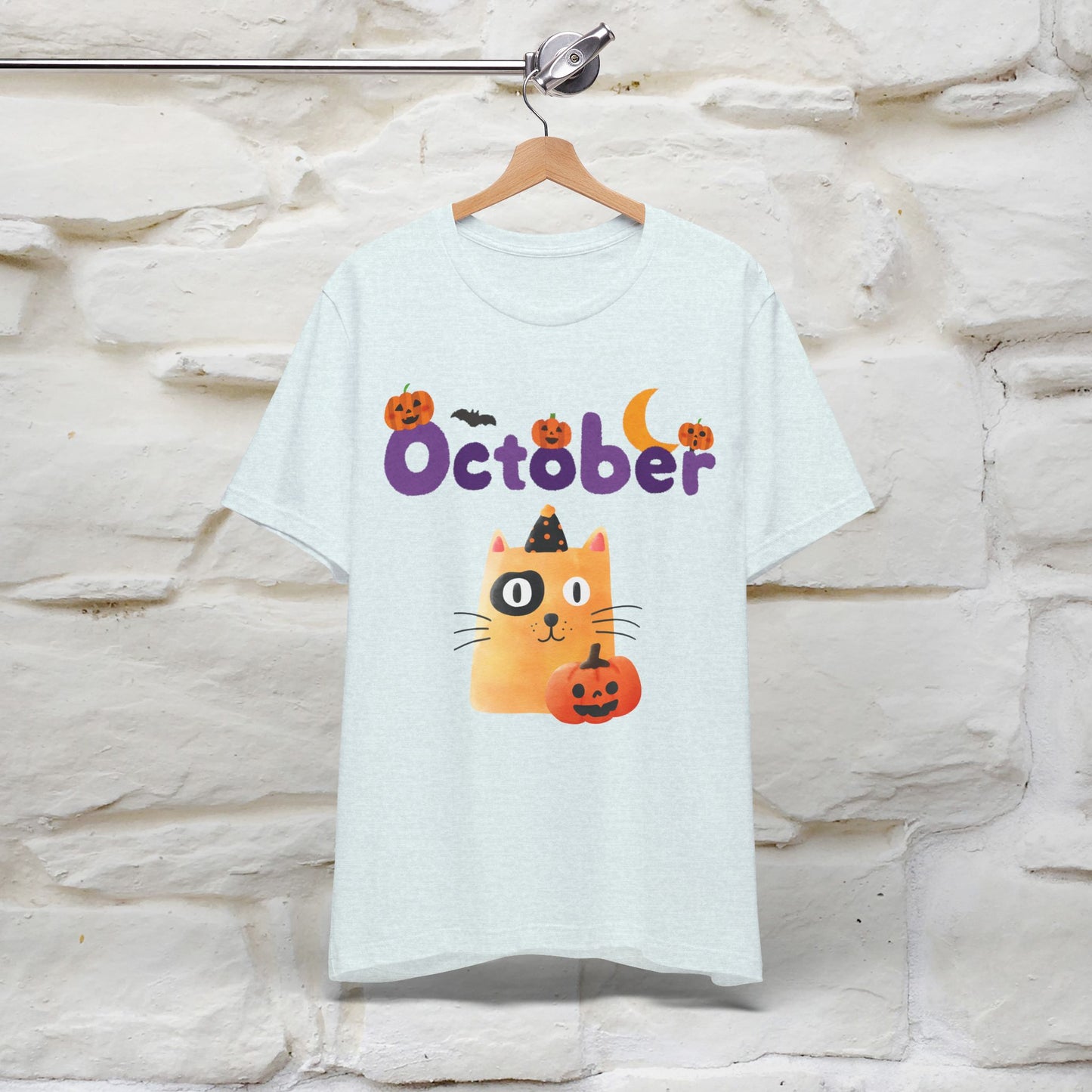 ''October Halloween'' Cat Unisex T-shirt 100% Cotton*