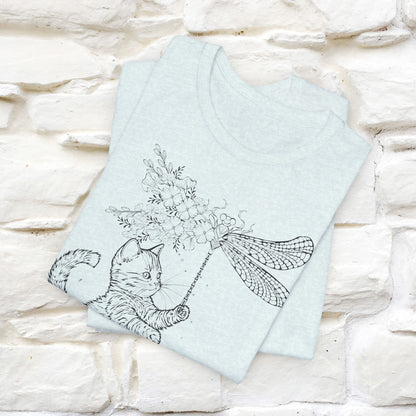 "The cat  And The Dragon Fly" Cat T-shirt for Men & Women | 100% Cotton 🐾