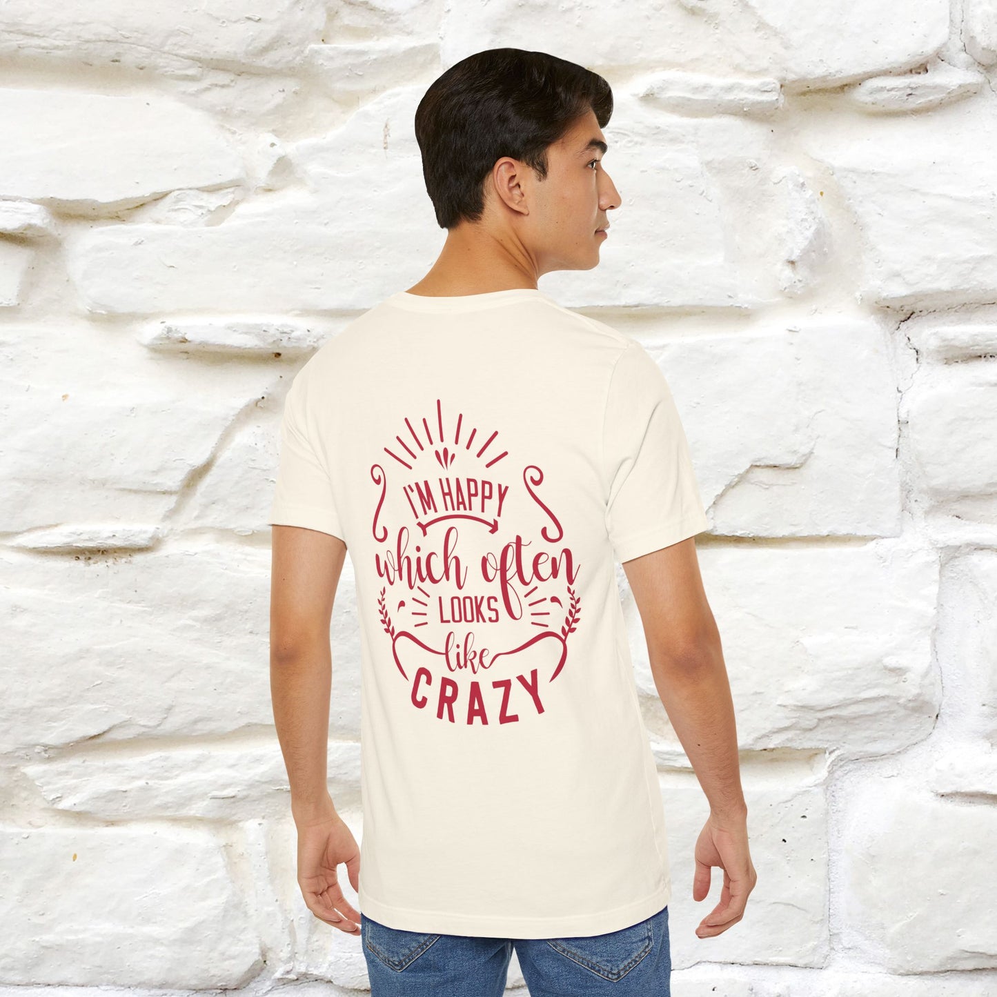 "I’m Happy, Which Often Looks Like Crazy" Cat T-Shirt| Front & Back Design | Nunu&Miao Studio