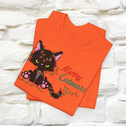 Merry Catmess Cat T-Shirt | Funny Christmas Cat Shirt for Men & Women | 100% Cotton