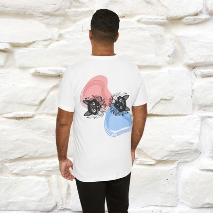 ''Pink and Blu'' Cat T-Shirt Front and Back Design | Nunu&Miao Studio