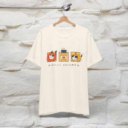 "Hello Autumn" Cat T-Shirt for Men & Women | 100% Cotton* | Seasonal Feline Fashion