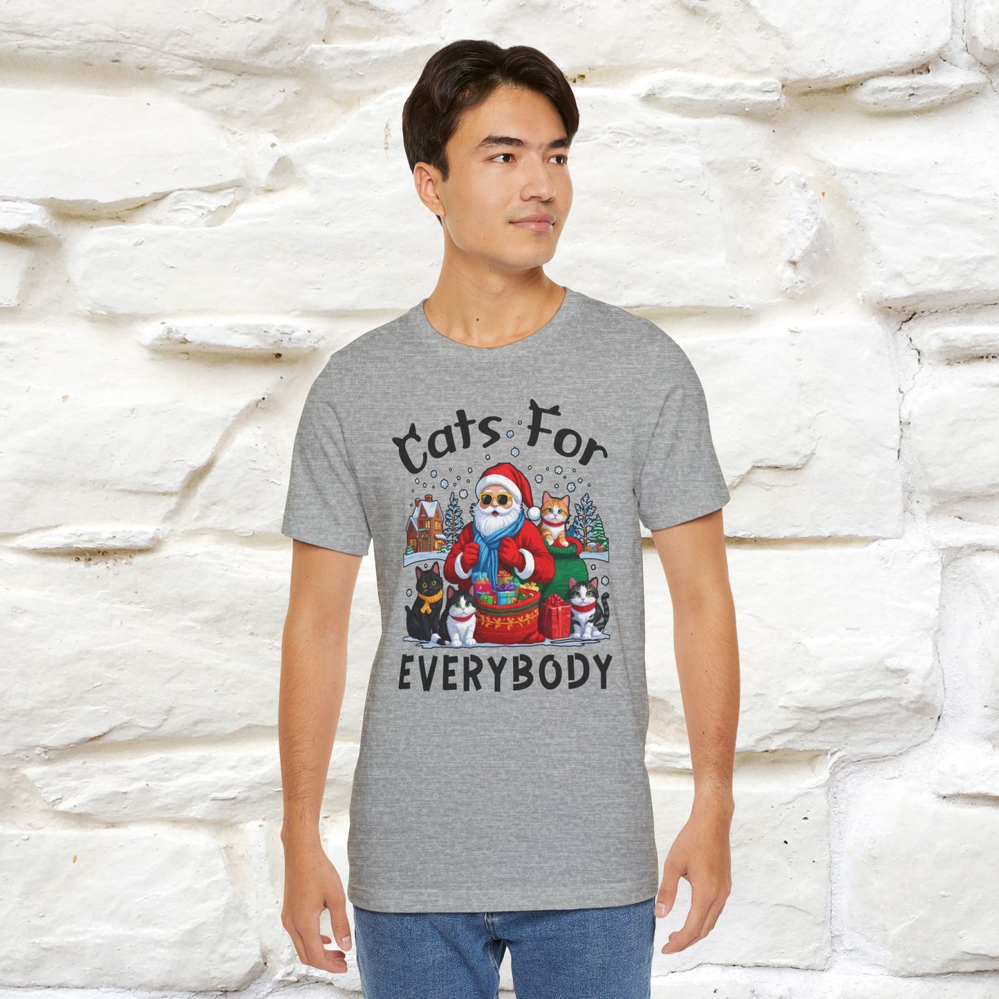 Cats For Everybody T-Shirt | Festive Cat Christmas Shirt for Men & Women | 100% Cotton